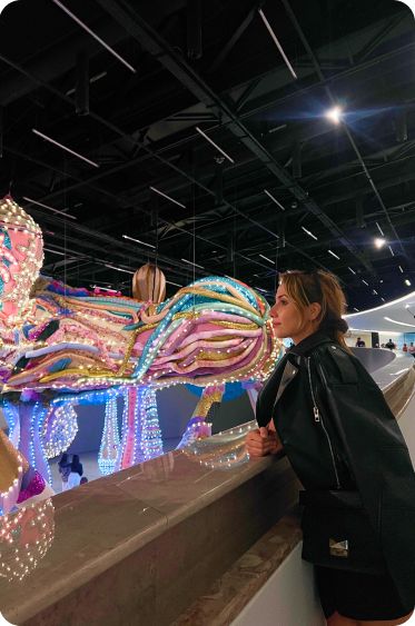 Sara at the exhibition